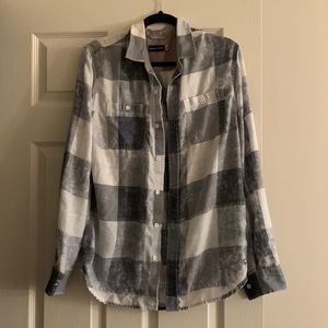 Distressed button down